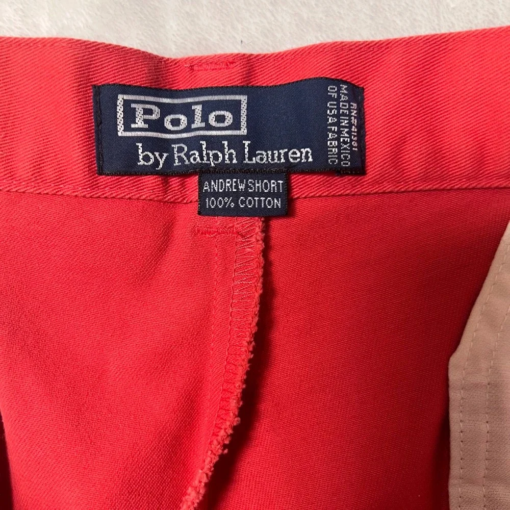 Polo Ralph Lauren Andrew Short Chino Pleated Cotton Mens 36 Salmon Red Preppy